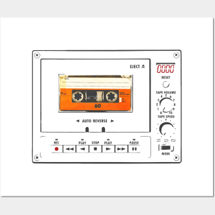 vintage Cassette Tape Player Posters and Art